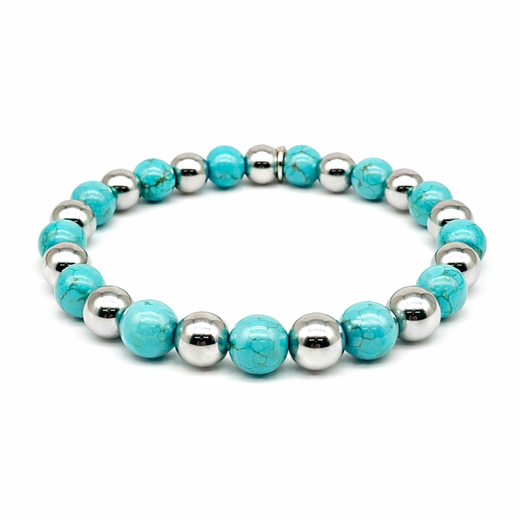 BRACCIALE Sfere Ematite e Turchese BRACCIALE Sfere Ematite e Turchese